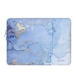 Pochette ordi portable en marbre water bleu