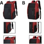 Comparatif visuel des modèles A et B du sac PC 15,6 pouces noir rouge montrant les différences extérieures.