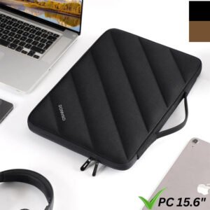 Pochette Ordinateur avec Poignée en 2 couleurs noir et marron