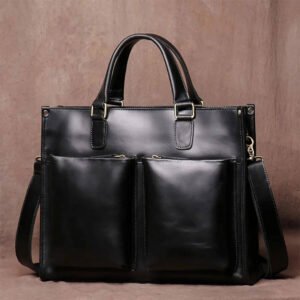 Sac Ordinateur Cuir Noir: pour PC 15 et 16 pouces