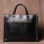 Sac Ordinateur Cuir Noir poche arrière zippée