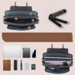 Sac Ordinateur Homme Tendance compartiments Sac Ordinateur Homme Tendance gris foncé avec sangle rembourrée et finitions cuir PU.