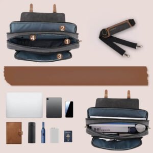 Sac Ordinateur Homme Tendance gris foncé avec sangle rembourrée et finitions cuir PU.