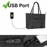 Sac Tote Bag Noir avec Port USB pour ordinateur portable 15, 16, 17 pouces
