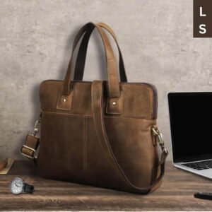 Sacoche Ordinateur Homme Cuir Vintage: sac en cuir véritable, couleur marron