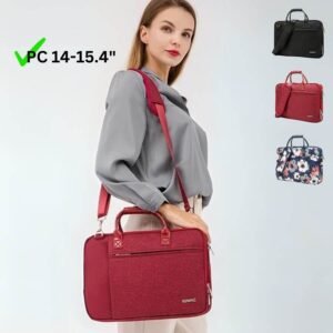 Sacoche PC 14 Pouces Femme pour ordinateur 14 et 15.4 pouces en 3 version: fleurie, rouge et noir