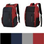 Comparatif visuel des modèles A et B du sac PC 15,6 pouces noir rouge montrant les différences extérieures et les 4 coloris
