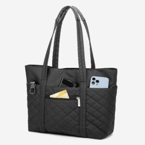 tote bag avec poches matelassé noir