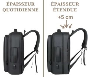 sac à dos homme travail extensible