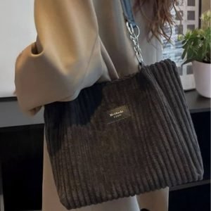 tote bag velour cotelé