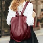 Sac à Dos Ville ultra léger Femme Cuir bordeaux