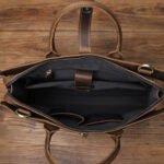 compartiments Sacoche Ordinateur en Cuir Noir