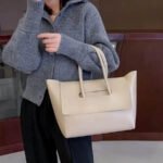 sac fourre tout allongée en cuir PU