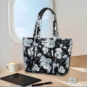 tote bag avec soufflet : sac fourre tout ordinateur pouces, motif fleuri