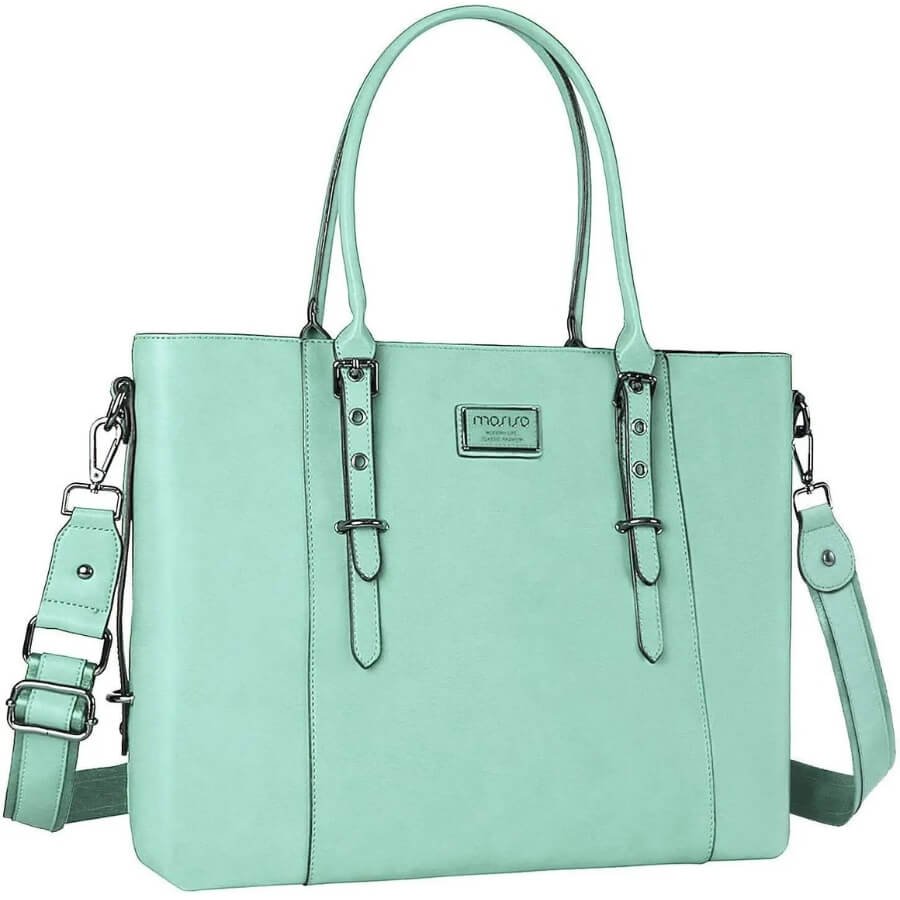 Sac Ordinateur Femme 17 Pouces Vert élégant fond blanc