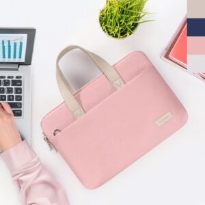 Sacoche Femme Professionnelle 14 pouces, en tissu Oxford rose clair, douce et raffinée