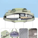 Sacoche compartiment Ordinateur 13 pouces Intérieur spacieux du sac PC portable 13 pouces vert pastel avec rangements organisés pour accessoires.