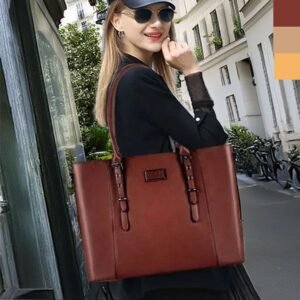 Tote Bag Travail PC 17 pouces Femme : sac élégant en 3 couleurs : marron, jaune et beige