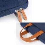 details Sacoche Femme Professionnelle 15 pouces Sacoche Femme Professionnelle 15 pouces bleu marine avec poignées camel et protection multicouche antichoc.