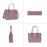 vue angles cabas Ordinateur 17 Pouces Vue complète du sac d'ordinateur femme 17 pouces mauve sous plusieurs angles : avant, arrière, côté et dessous.