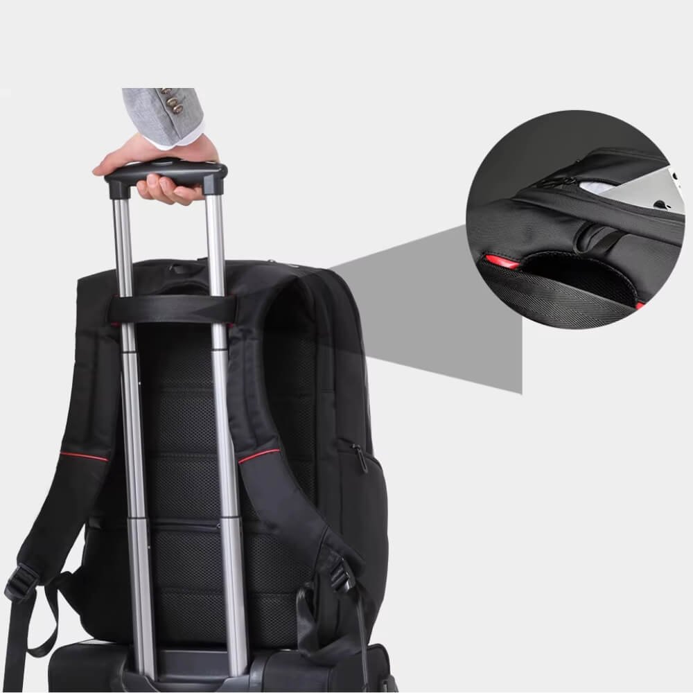 Sac à Dos Homme 17 Pouces avec sangle trolley et poignée valise, pratique pour voyager.