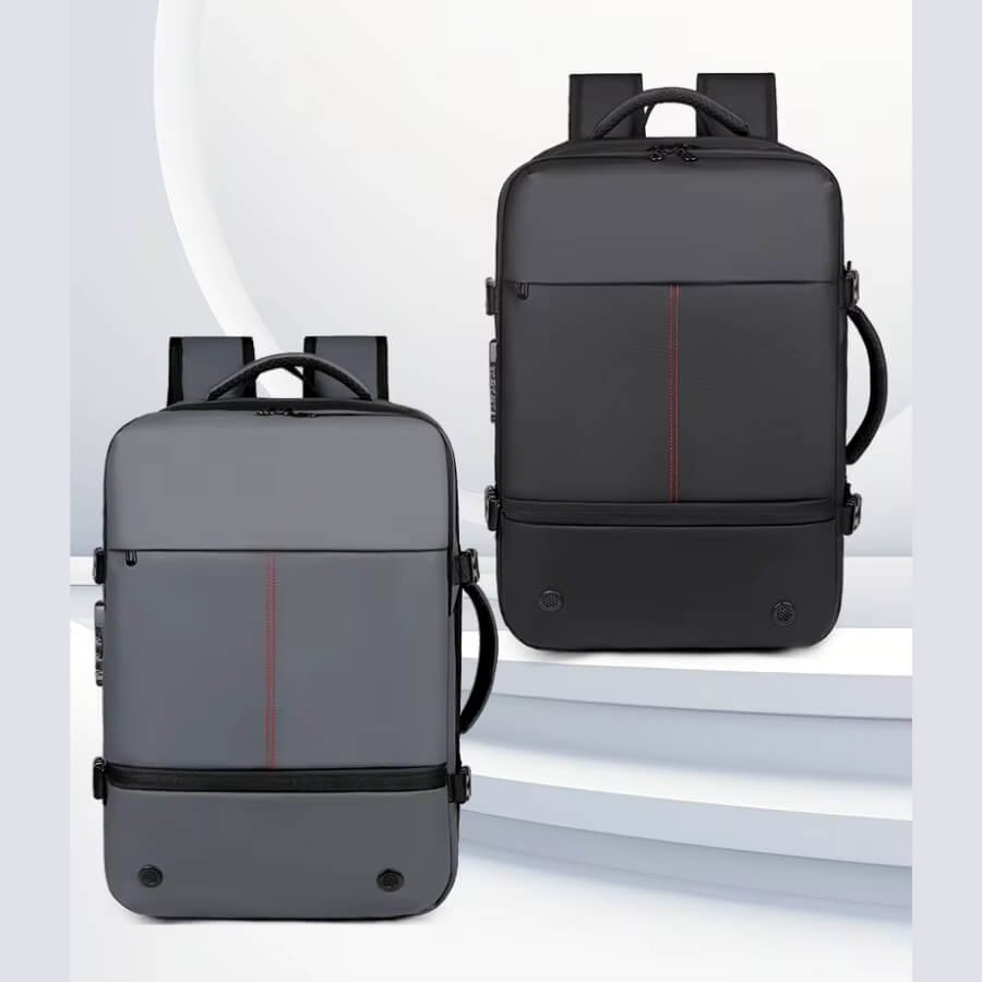 Sacs A Dos Voyage Extensible noir et gris présentés côte à côte pour comparaison.